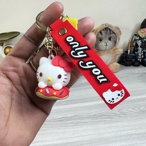 Cute Sanrio Cartoon Cat Silicone Keychain – Creative Car & Bag Accessory, Perfect Small Gift