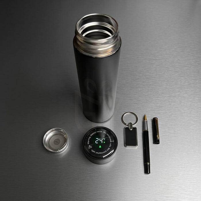 Personalized 3-in-1 Premium Gift Set with Stainless Steel Insulated Water Bottle with LED Temperature Display, Metal Keychain & Executive Pen | Customized Corporate Gift for Employees, Clients, Office, School, Travel & Festive Gifting