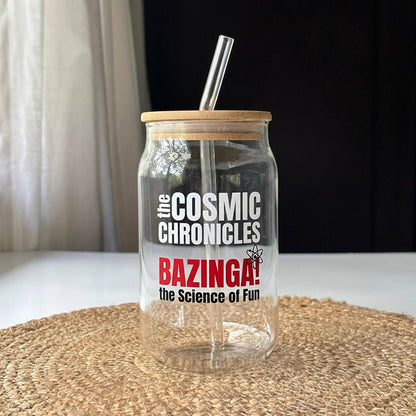 Customizable Sipper Can Tumbler Glass Cup with Bamboo Lids and Straws - 350ml, Drinking Glass Tumbler Cup for Iced Coffee, Beer, Soda, Juice, Smoothies & Cold Beverages