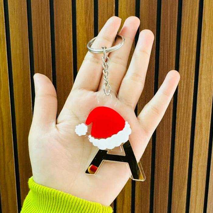 Personalized Merry Christmas Acrylic Letter Keychain – Custom Name Initial A to Z Gift