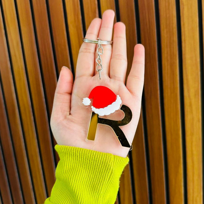 Personalized Merry Christmas Acrylic Letter Keychain – Custom Name Initial A to Z Gift