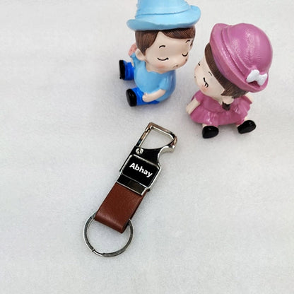 Premium Vegan Leather & Stainless Steel Personalized Keyring – M519