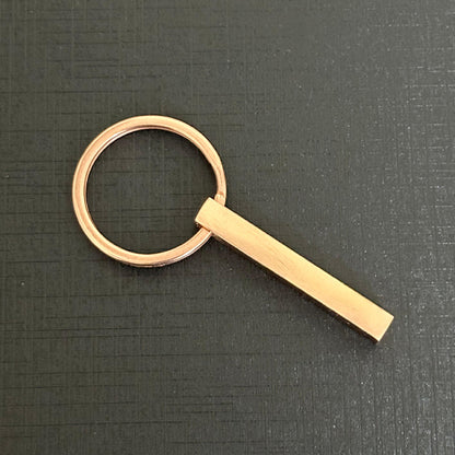 Customized 3D Stainless Steel Vertical Bar Keychain – Personalized 4-Side Engraved Gift for Men, Women & Couples