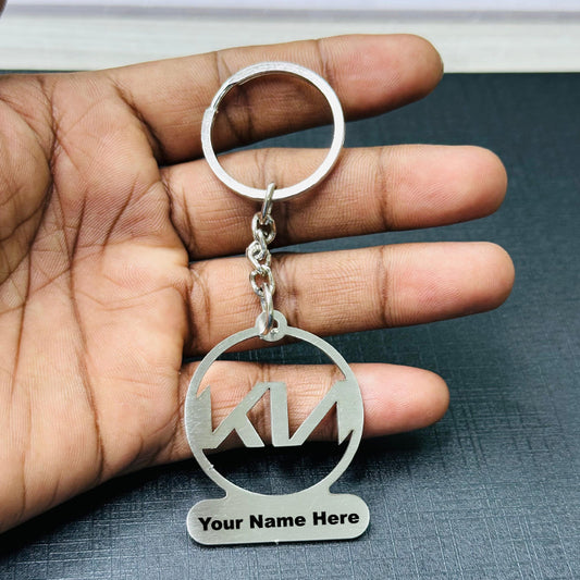 Name Engravable Metal Silver Keyring – KIA Logo