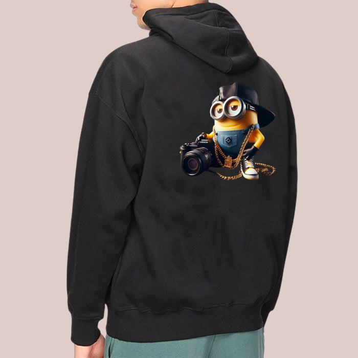 Men's Black Minions Character Graphic Printed Hoodies