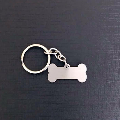Name Engravable Metal Silver Keyring – Bone Logo
