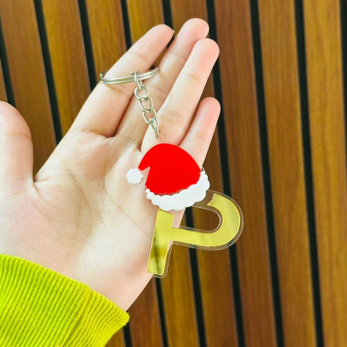 Personalized Merry Christmas Acrylic Letter Keychain – Custom Name Initial A to Z Gift