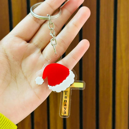 Personalized Merry Christmas Acrylic Letter Keychain – Custom Name Initial A to Z Gift