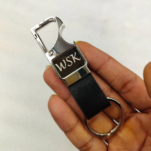 Premium Vegan Leather & Stainless Steel Personalized Keyring – M519