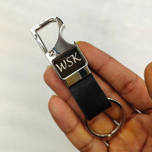 Premium Vegan Leather & Stainless Steel Personalized Keyring – M519