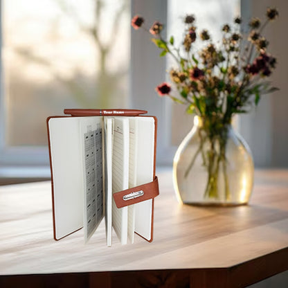 Personalized Name Diary And Pen Brown 2in1 Set M1041