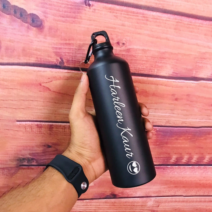 Personalize Your Hydration! Engravable Black Bottle (M-140) – Stylish & Customizable 750ml Aluminium Bottle