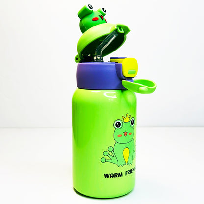 Custom Name 450ml Kids Cute Insulated Bottle – Safety Lock, Straw & Shoulder Strap (WB JI 110)