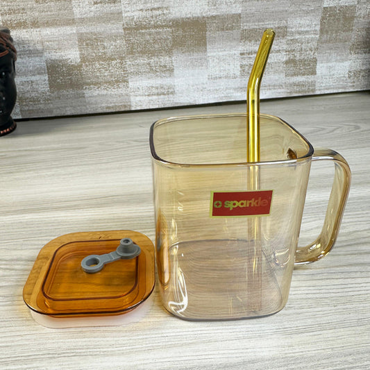 ✨ Transparent Glass Tumbler with Straw – 500ml Sparkle Sip Cup 🥤🌟