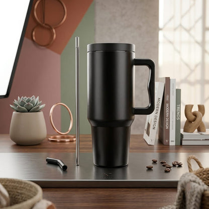 Custom Engraved 1200ML Stainless Steel Tumbler – Double Wall Insulated Bottle with Lid & Straw for Coffee, Water & More