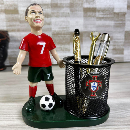 Ronaldo-Inspired Desk Companion – Personalized Pen Holder for Football Fans