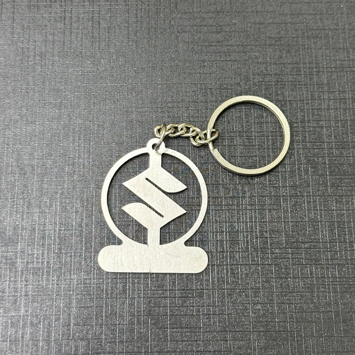 Name Engravable Metal Silver Keyring – Suzuki Logo