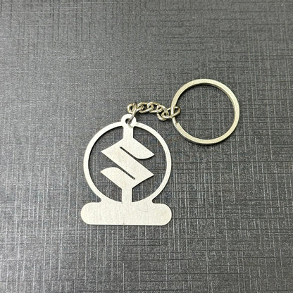 Name Engravable Metal Silver Keyring – Suzuki Logo