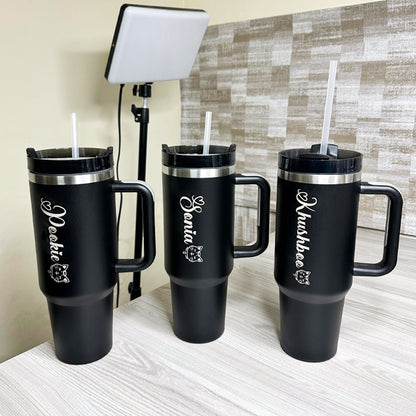 Custom Engraved 1200ML Tumbler with Handle & Straw – Vacuum Insulated Stainless Steel Travel Mug for Coffee, Tea & Gym Use