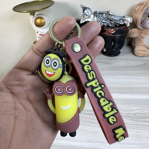 Adorable Minion Mania 3D Silicone Keychain – Double Red Delight to Brighten Your Day!