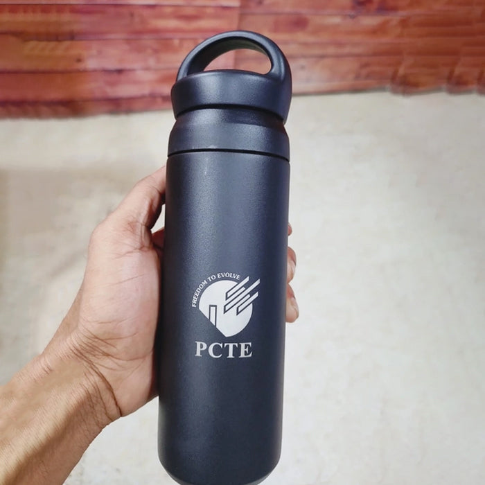 Personalized Stainless Steel Thermos Bottle – Black Vacuum Insulated, 500ml