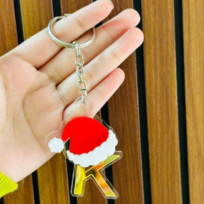 Personalized Merry Christmas Acrylic Letter Keychain – Custom Name Initial A to Z Gift