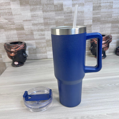 Personalized Navi Blue 1200ML Stainless Steel Tumbler with Lid & Straw – Vacuum Insulated Flask for Water, Coffee & Iced Tea – Perfect for Travel, Office & Gym