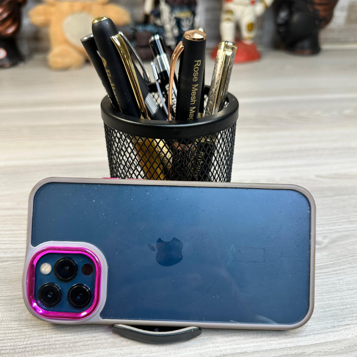 Custom Name Round Wiro Tumbler with Phone Stand, Pen Tray & Desk Organizer – Black (E340)