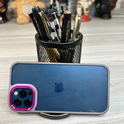 Custom Name Round Wiro Tumbler with Phone Stand, Pen Tray & Desk Organizer – Black (E340)
