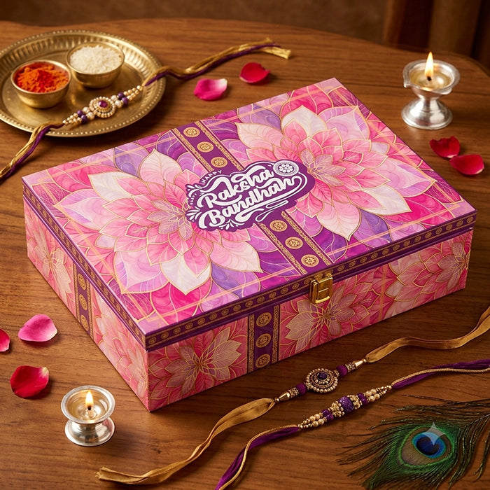 Personalized Rakhi Gift Hamper for Brothers with Premium Raksha Bandhan Gift Box and Sweet Brother Surprise R004