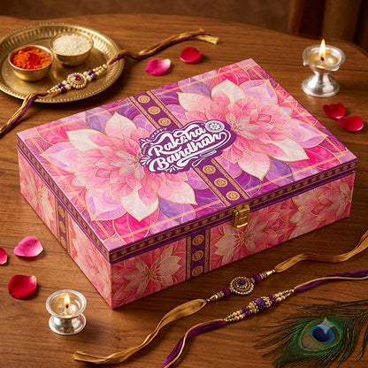 Personalized Rakhi Gift Hamper for Brothers with Premium Raksha Bandhan Gift Box and Sweet Brother Surprise R004