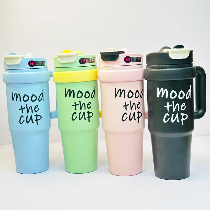Custom Engraved 900ml Stainless Steel Tumbler with Handle – Double Wall Insulated Cup with Straw for Home, Gym & Office - M001
