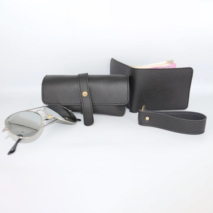 Men’s 3-in-1 Gift Set – Wallet, Goggles Cover & Keyring - Personalized with Name & Charm
