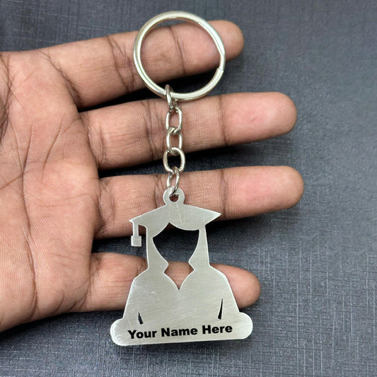 Name Engravable Metal Silver Keyring – Educate Logo