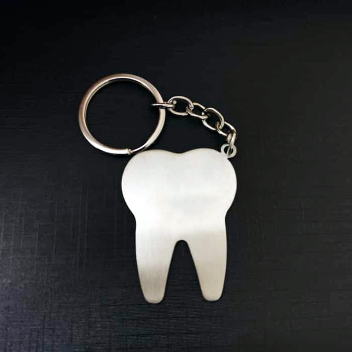 Name Engravable Metal Silver Keyring – DENTIST Logo