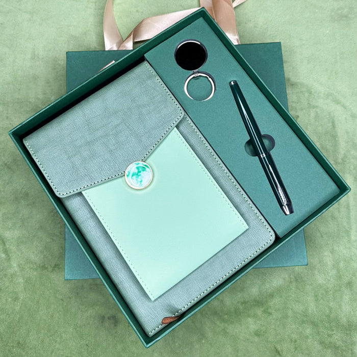 Personalized Corporate Gift Executive 3-in-1 Premium Suede Diary Set with Mobile Pouch & Pen & Keyring | Custom Name Office Gift for Employees, Clients & Professionals – SR353