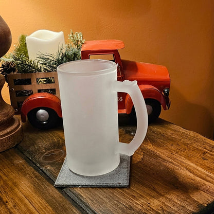 Personalized Frosted Beer Mug 500ml with Custom Name, Photo, Logo or Text | Premium Thick Glass Beer Mug | Freezer Safe Large Drinking Mug for Beer, Cold Drinks, Juice & Chilled Beverages | Birthday, Anniversary, Corporate & Personalized Gift