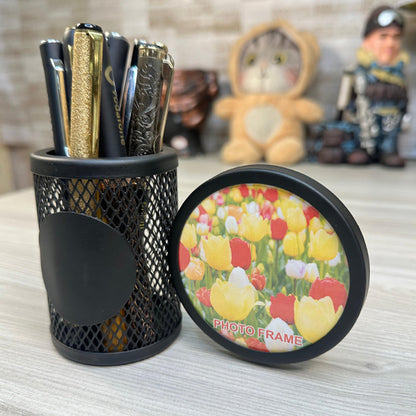 Personalized Desk Pen Holder with Photo Frame - (E378)