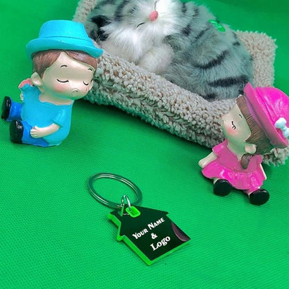 Personalized Engravable Home Shape Metal Keyring - (M-553)