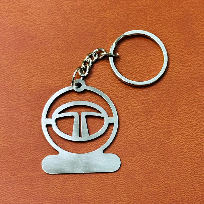 Name Engravable Metal Silver Keyring – Tata Logo