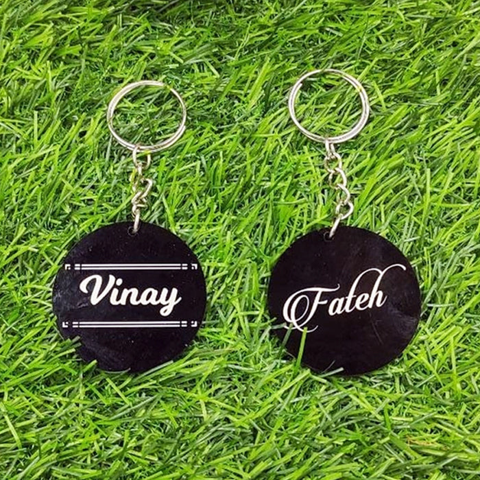 Double the Fun:2 Side Engravable 4mm Round Acrylic Keyring in Black - Unlock Your Personalized Masterpiece