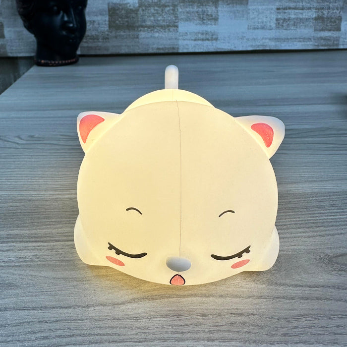 🐱 Little Snoring Cat Lamp – Soft Silicone Night Light with Multicolor Glow 🌈💤