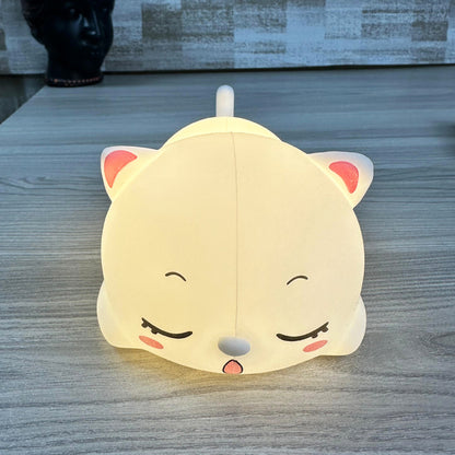 🐱 Little Snoring Cat Lamp – Soft Silicone Night Light with Multicolor Glow 🌈💤
