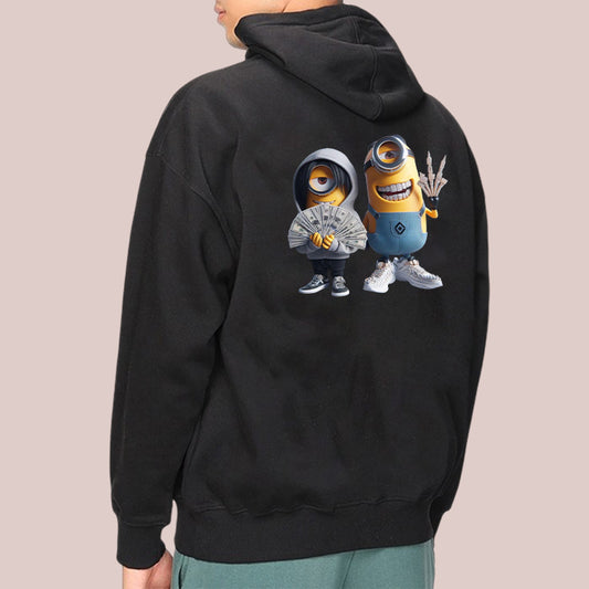 Men's Black Minions Money Swag Character Hoodies