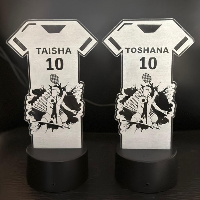 Personalized Tennis Jersey 3D Night Lamp – Touch & Remote Control with Warm Color Changing Light | Birthday Gift for Tennis Lovers