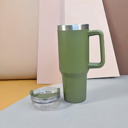 Personalized Green 1200ML Stainless Steel Tumbler with Lid & Straw – Vacuum Insulated Flask for Water, Coffee & Iced Tea – Perfect for Travel, Office & Gym