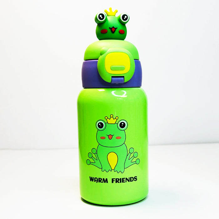 Custom Name 450ml Kids Cute Insulated Bottle – Safety Lock, Straw & Shoulder Strap (WB JI 110)