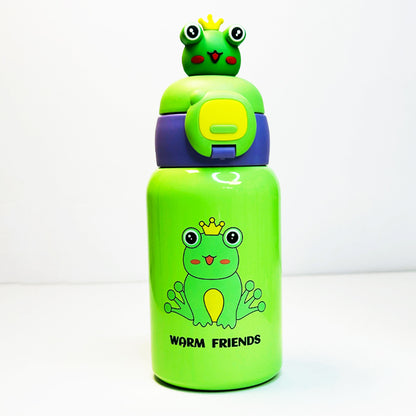 Custom Name 450ml Kids Cute Insulated Bottle – Safety Lock, Straw & Shoulder Strap (WB JI 110)