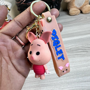 Premium 3D Silicone Piglet Cartoon Keychain | Creative Rubber Figure Keyring