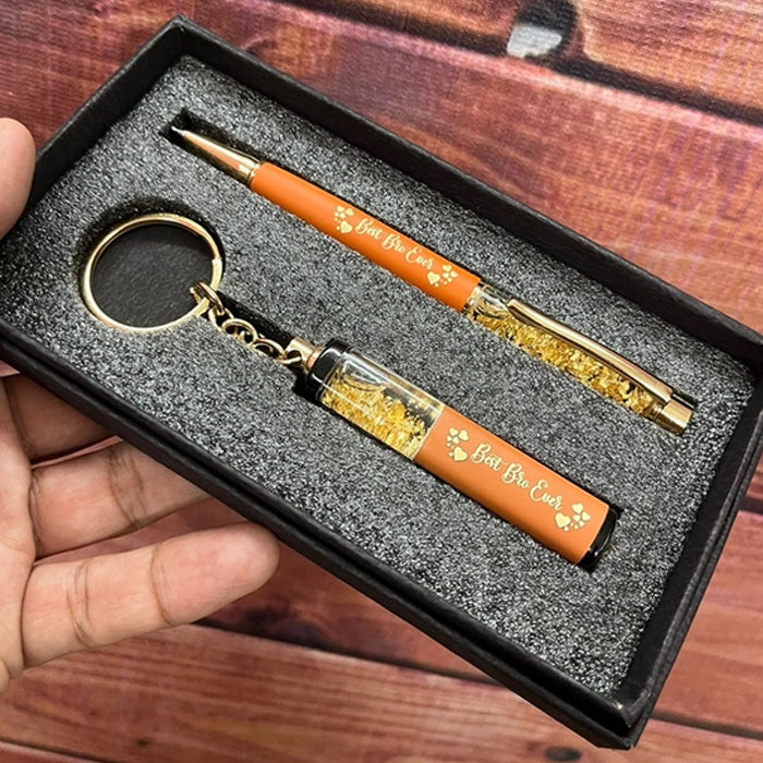 Personalized Name Engraved Matt Zari Pen Keyring Set